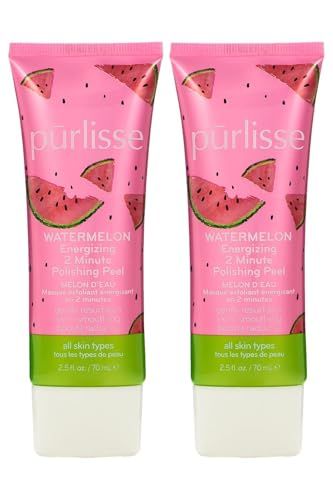 Purlisse Watermelon Energizing 2 Minute Polishing Peel, Cruelty-free, Paraben &amp; Sulfate-free, Brightening &amp; Smoothing, 2 Pack