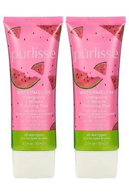 Purlisse Watermelon Energizing 2 Minute Polishing Peel, Cruelty-free, Paraben &amp; Sulfate-free, Brightening &amp; Smoothing, 2 Pack