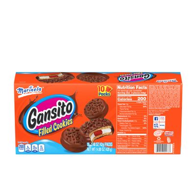 Marinela Gansito Chocolatey Covered Strawberry &amp; Creme Filled Cookies, 10 pack, 14.8 oz