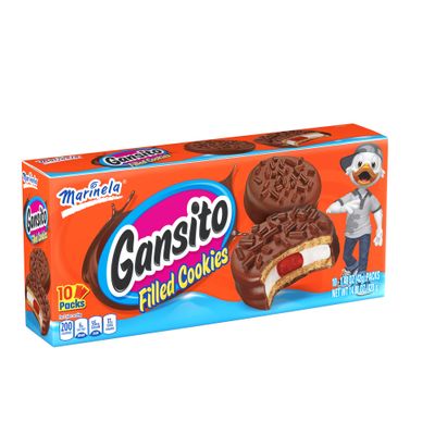 Marinela Gansito Chocolatey Covered Strawberry &amp; Creme Filled Cookies, 10 pack, 14.8 oz