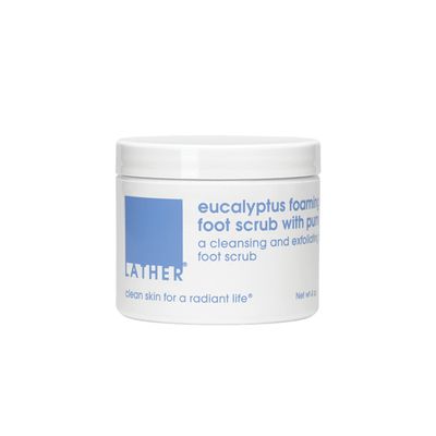 LATHER Foot Scrub with Pumice Stone - Gentle Exfoliating Foaming Foot Scrub for Skin - Cracked Heel Repair for Smooth, Soft Feet - Pedicure Foot Spa 4 Oz
