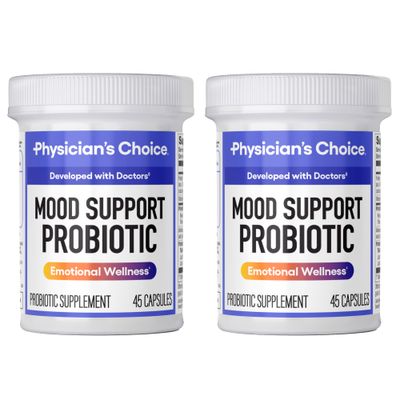 Physician&#39;s CHOICE Mood Support Probiotic - Supports a Balanced Mood, Healthy Stress Response &amp; Digestive Health with Prebiotics, Ashwagandha, Vitamin B12, Folate - for Men &amp; Women - 45ct 2-Pack