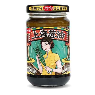 Shanghai Scallion Sauce - 8.1oz Scallion Oil with Spring Onion for Noodles, Rice, Soup, Spring Onion in Oil, Ready to Eat and Use as Dipping and Drizzling Sauce, Condiment, 230gPack of 1