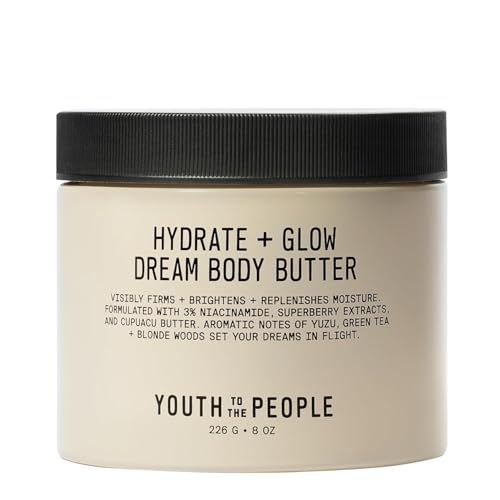 Youth To The People Superberry Hydrate Glow Dream Body Butter, Full Size 8 fl oz, 3 Niacinamide Jojoba Oil, Shea Cupuacu Butters, 48HR Moisturizer, Vegan