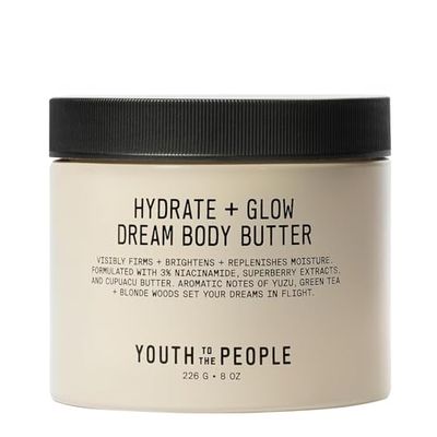 Youth To The People Superberry Hydrate Glow Dream Body Butter, Full Size 8 fl oz, 3 Niacinamide Jojoba Oil, Shea Cupuacu Butters, 48HR Moisturizer, Vegan