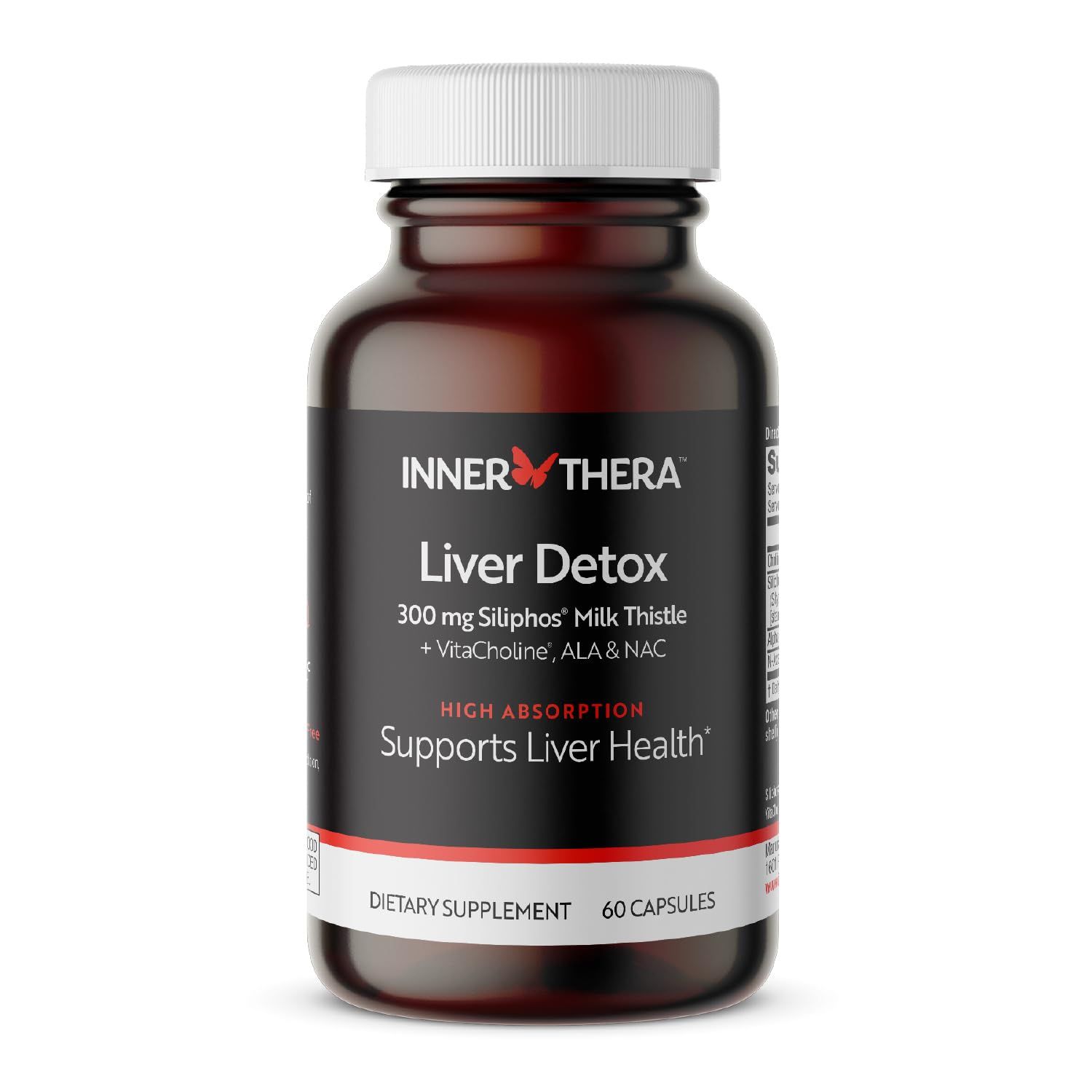 INNERTHERA Liver Detox with 360 mg Milk Thistle Supplement with Alpha Lipoic Acid, Choline and NAC, Supports Healthy Liver Function, 60 Veggie Caps