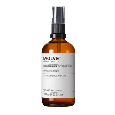 Evolve Organic Beauty - Liquid Radiance Glycolic Toner Smoothe, Hydrate, Tone, Exfoliate Malic Citric Acid, Galactoarabian Small-Batch, Vegan Clean Beauty 3.4 fl oz 100 mL Package May Vary
