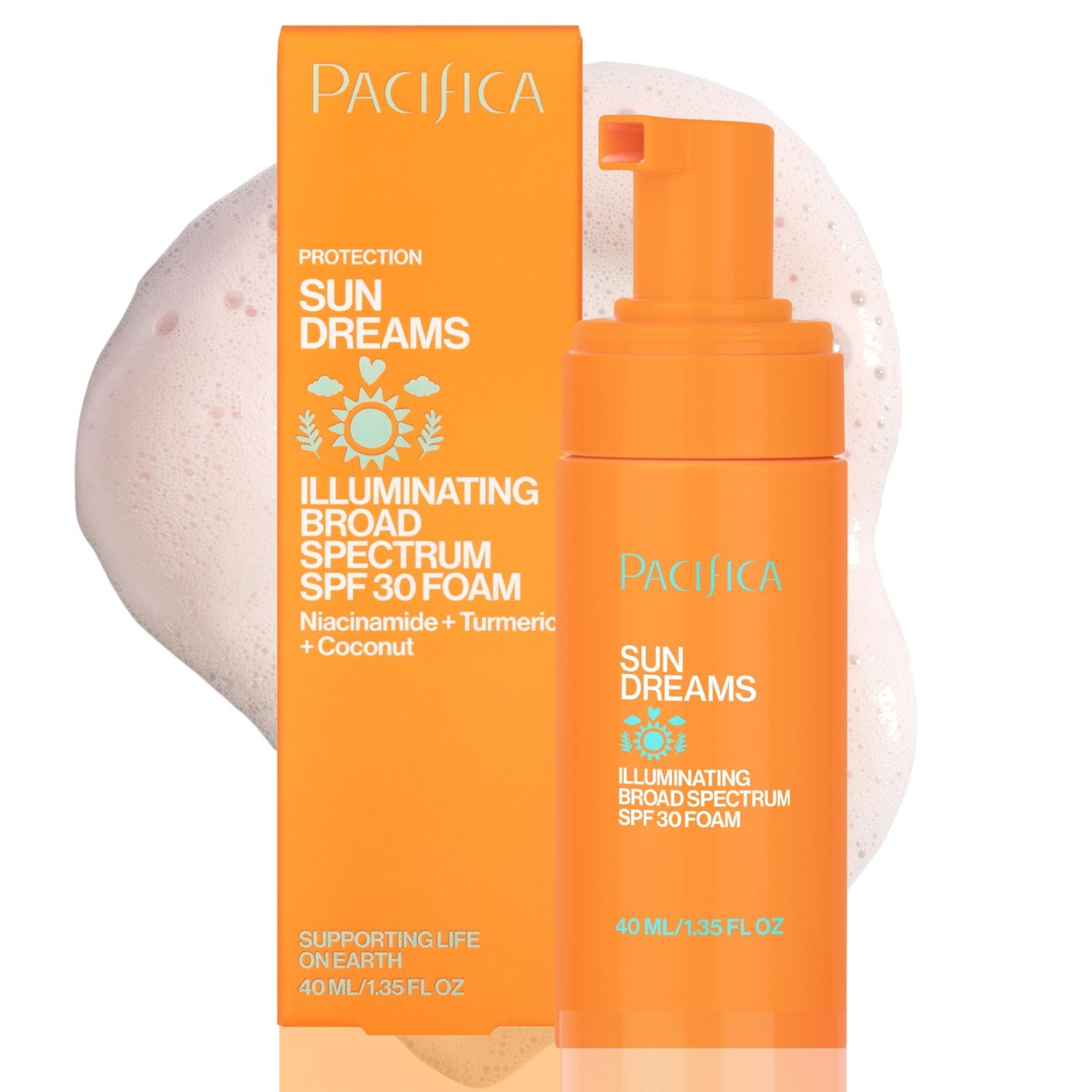 Pacifica Facial Sunscreen - Sun Dreams Illuminating SPF 30 Foam Broad Spectrum Every Day Face Lotion UVAUVB Protection