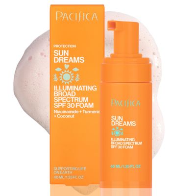 Pacifica Facial Sunscreen - Sun Dreams Illuminating SPF 30 Foam Broad Spectrum Every Day Face Lotion UVAUVB Protection