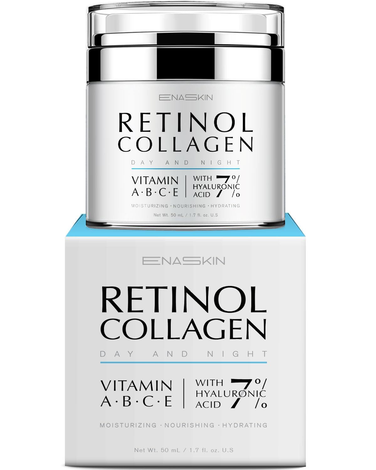 EnaSkin Retinol Face Moisturizer Collagen Cream, Rapid FacialNeck Wrinkle Repair, DayNight Anti Aging Firming Cream for Women &amp; Men, Instant Lift &amp; Deep Hydrating, 1.7 fl oz.