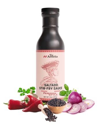 Tia Amelia Lomo Saltado Stir-Fry Sauce - Gluten-Free Peruvian Chinese Fusion Sauce for Steak, Chicken, Seafood, and Vegetables - Marinade and Sauce Perfect for Dressings, and Gourmet Cooking 14oz