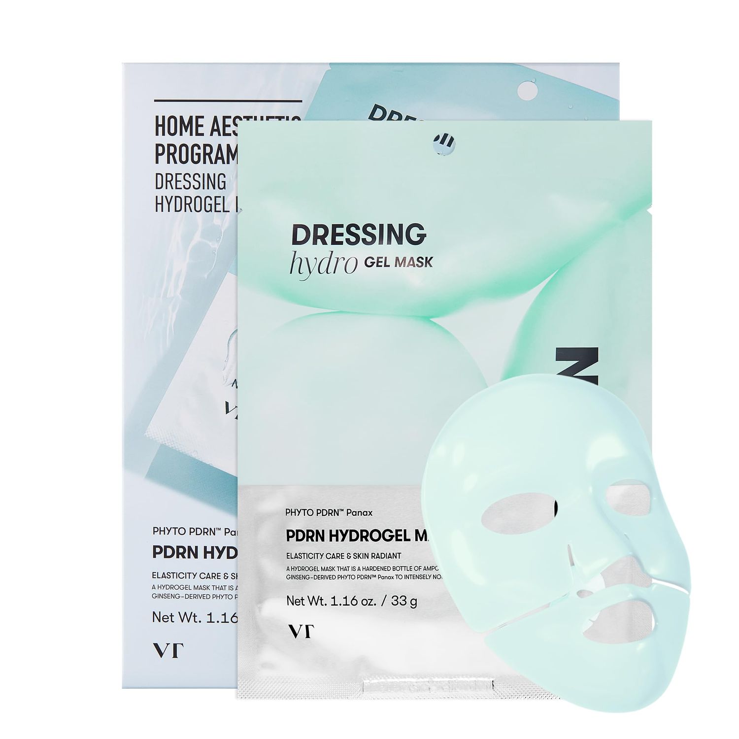 VT COSMETICS PDRN Hydrogel Mask33gx4ea, Intensive Nourishing &amp; Rejuvenating Overnight Mask, Skin Repair, Elasticity Boost, Hydrating &amp; Plumping, Korean Skincare