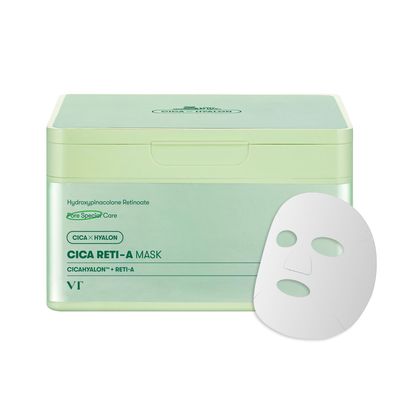 VT COSMETICS CICA Reti-A Daily Mask 30 Sheets, Retinol Complex for Pore Minimizing, Skin Softening &amp; Hydrating Facial Mask, Ideal for Retinol Beginners, Korean Face Mask