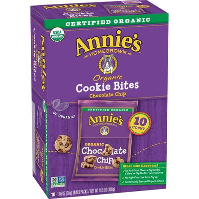 Annie&#39;s Organic Chocolate Chip Cookie Bites 10 Ct, 10.5 oz Pack of 6