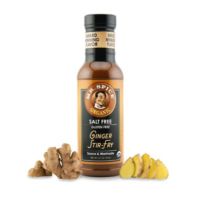 Mr. Spice Salt Free Award-Winning Taste Ginger Stir Fry Sauce Low Sodium Sauce Organic No Salt Gluten Free Low Calorie 13.5 Ounce Pack of 1