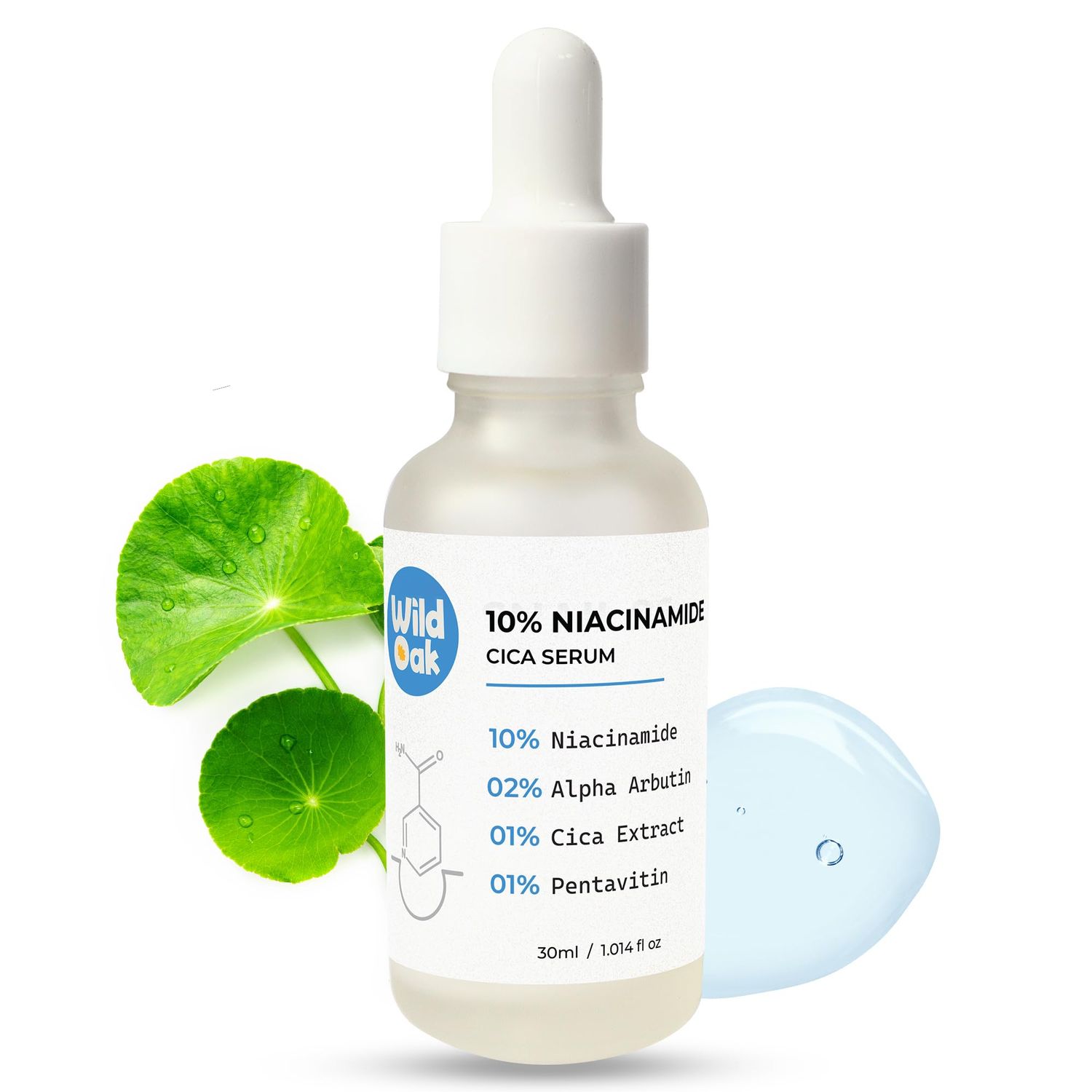 WildOak 10 Niacinamide Alpha Arbutin Cica Serum for Face With Power of Pentavitin Reduces Sebum, De-pigmentation &amp; Evens Skin Tone Acne Scar 1.01 fl oz