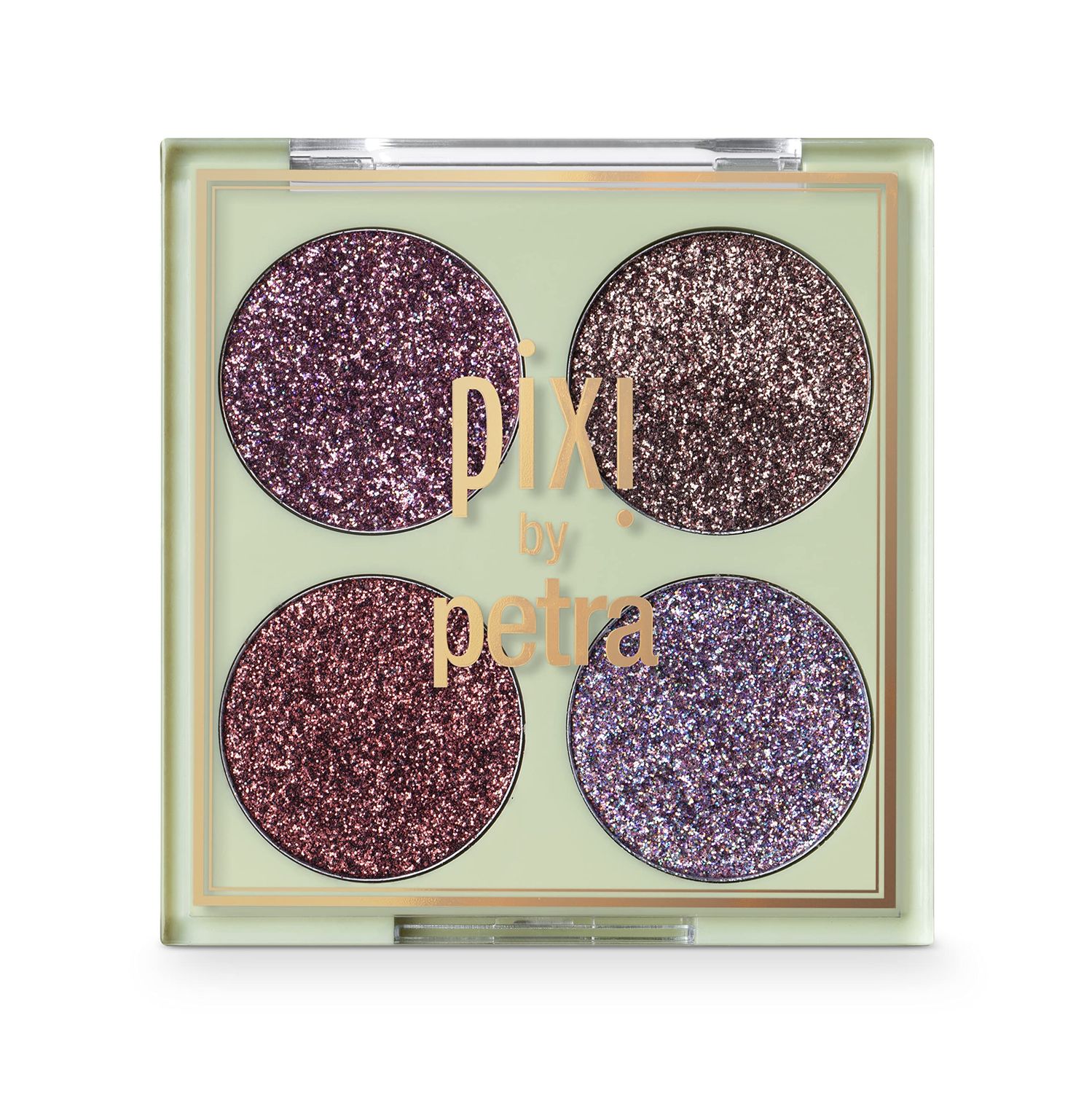 Pixi Beauty Glitter-y Eye Quad - RoseBronze Four Pressed Glitter Eyeshadow Shades Castor Oil &amp; Vitamin E Infused Eye Makeup