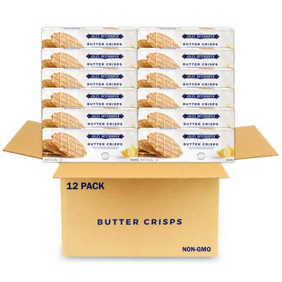 Jules Destrooper Butter Crisps - Caramelized Butter Biscuits, Kosher Dairy, Authentic Made In Belgium - 3.5oz Pack of 12