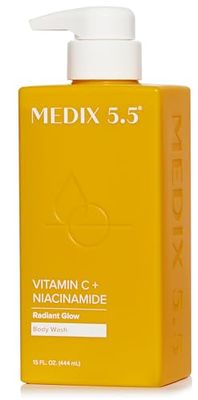 Medix 5.5 Radiant Glow Vitamin C Body Wash WNiacinamide Citrus Scented Gentle Body &amp; Face Cleanser For Women, Men, Dry Skin, &amp; Smoother-Looking Skin Removes Dirt, Oil, &amp; Impurities, 15 Fl Oz
