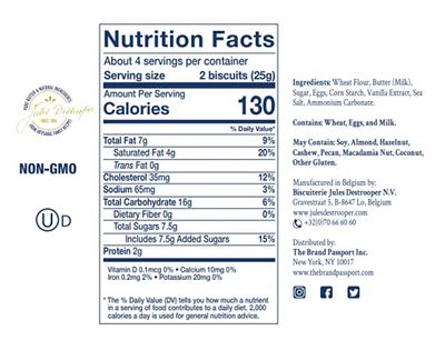Jules Destrooper Butter Crisps - Caramelized Butter Biscuits, Kosher Dairy, Authentic Made In Belgium - 3.5oz Pack of 12
