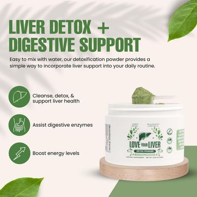 Love Your Liver Detox Cleanse Powder - 42 Servings of Liver Cleanse Detox &amp; Repair Powder with Milk Thistle, Dandelion Root, Turmeric, Artichoke Leaf - Liver Supplement Drink Powder for Liver Health
