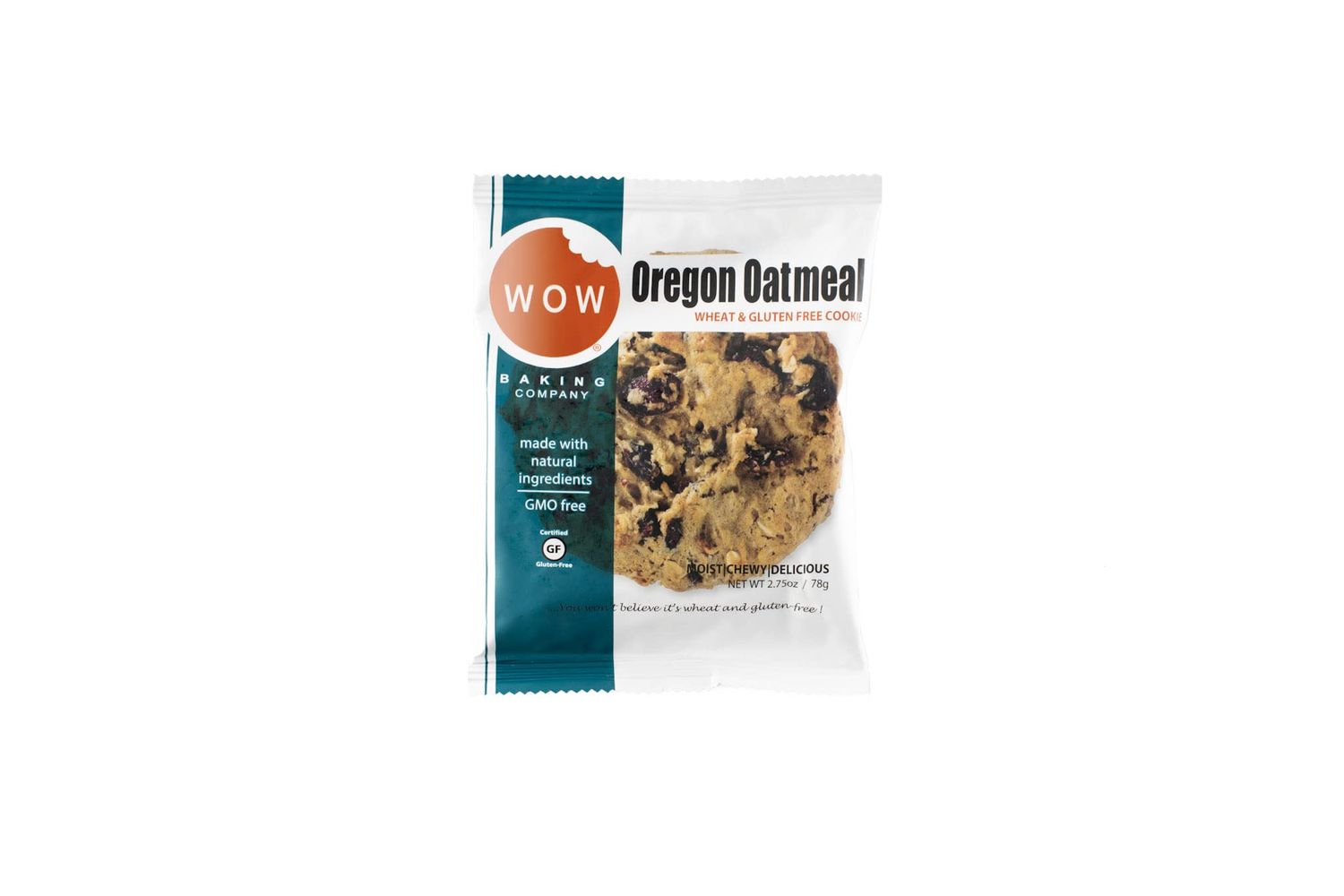 WOW Baking Company Gluten-Free Cookies, Oregon Oatmeal, 2.75 Ounce Pack of 12