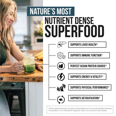 Organic Spirulina Powder - Made with Parry Spirulina, Known for Superior Purity and Nutrient Density - Vegan Farming - Non-Irradiated - Blue-Green Algae Superfood Supplement - 75 Servings - 8 oz