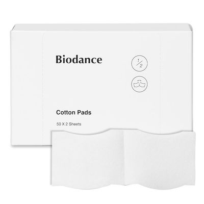 Biodance Cotton Pads, Soft and Thin Square Cotton Pads for Face Toner, Makeup Remover and Facial Cleansing 50 x 2 Sheets