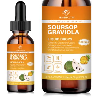 Soursop Graviola Leaf Extract &amp; Sea Moss Liquid Drops - Cell Support, Immunity Boost, Liver Health, Sleep Aid &amp; Antioxidants - Pure Soursop Bitters, 2 Month Supply, 2 Fl Oz 2oz, Pineapple