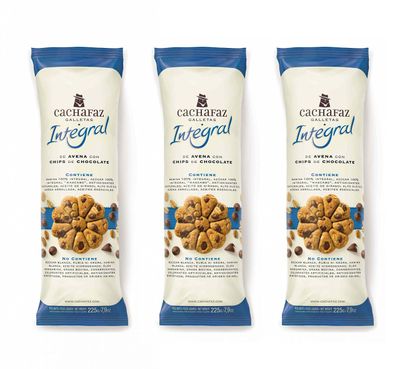 Cachafaz Wholegrain Wheat Flour Cookies with Chocolate Chips and Natural Anti-Oxidants, 225 g 7.9 oz Pack of 3