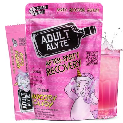 After Alcohol Aid Wellness Vitamins I Restore Better Mornings I Dihydromyricetin DHM &amp; B Vitamins Complex I Antioxidants Supplement and Liver Support I 10 Powder Stick Drink Packets I Unicorn Candy
