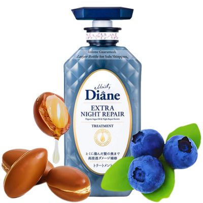 Moist Diane Keratin Hair Treatment for Damaged, Colored, Permed Hair Men &amp; Women, Organic Hair Care with Argan Oil &amp; Vitamin E from Japan, Silicone &amp; Sulfate Free, EXTRA NIGHT REPAIR, 15.2 Fl Oz