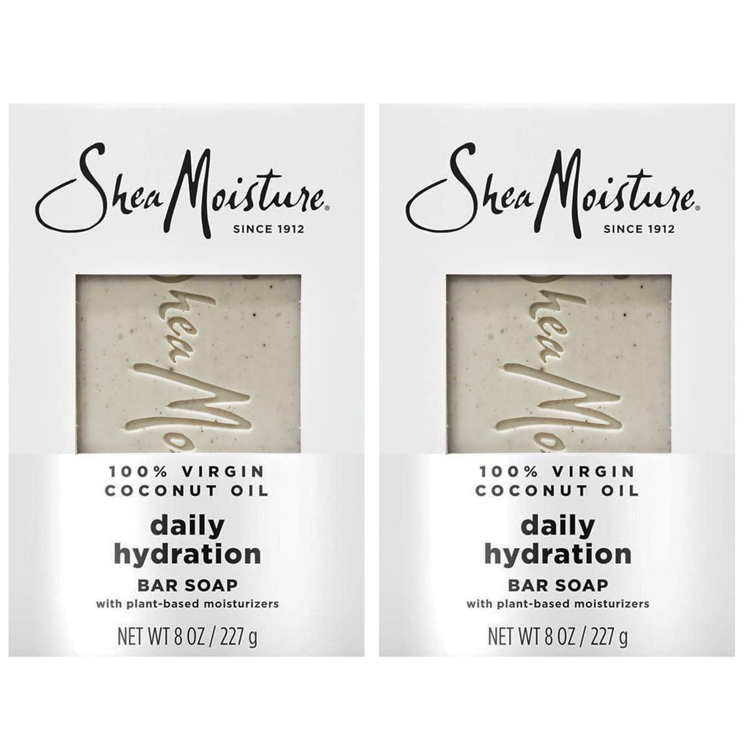 SheaMoisture Bar Soap 100 Virgin Coconut Oil - Daily Hydrating Body Wash Bar Soap with Plant-Based Moisturizers to Nourish and Replenish Skin - 8 oz. Bar 2 Pack