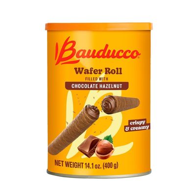Bauducco Wafer Rolls, Chocolate Hazelnut, 14.1 oz Pack of 1 - Crispy Cream-Filled Cookies - Gourmet Rolled Wafer Sticks - Premium Dessert Treat - Perfect for Coffee, Parties &amp; Gift Baskets - Family...