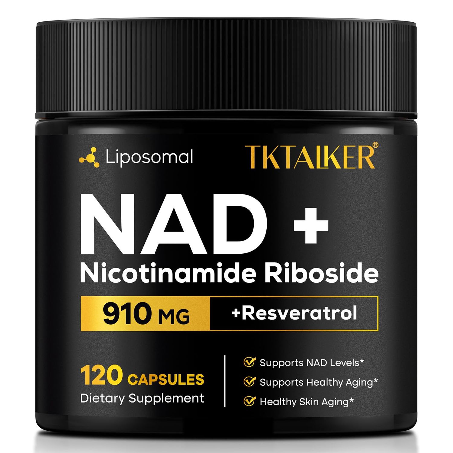 TKTALKER NAD Supplement, NAD Resveratrol Supplement Nicotinamide Riboside, NMN Alternative Liposomal NAD for Women &amp; Men, Support Cellular Health, Stamina &amp; Healthy Aging - 120 Capsules