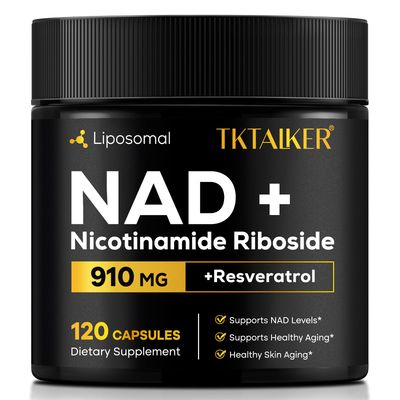 TKTALKER NAD Supplement, NAD Resveratrol Supplement Nicotinamide Riboside, NMN Alternative Liposomal NAD for Women &amp; Men, Support Cellular Health, Stamina &amp; Healthy Aging - 120 Capsules