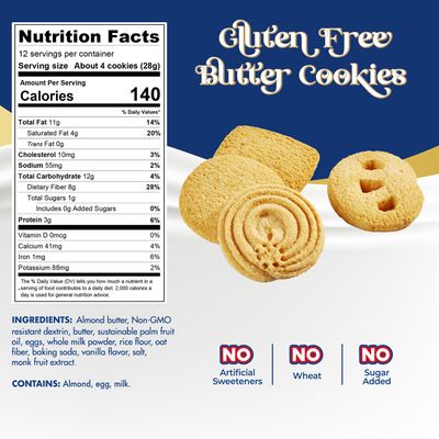 ChocZero Keto Butter Cookies - Sugar Free Danish Shortbread Gift - Gluten Free, Low Carb 1 tin, 12 oz