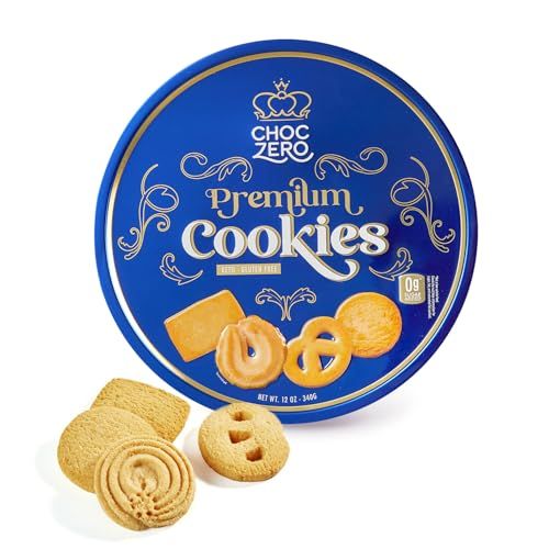 ChocZero Keto Butter Cookies - Sugar Free Danish Shortbread Gift - Gluten Free, Low Carb 1 tin, 12 oz