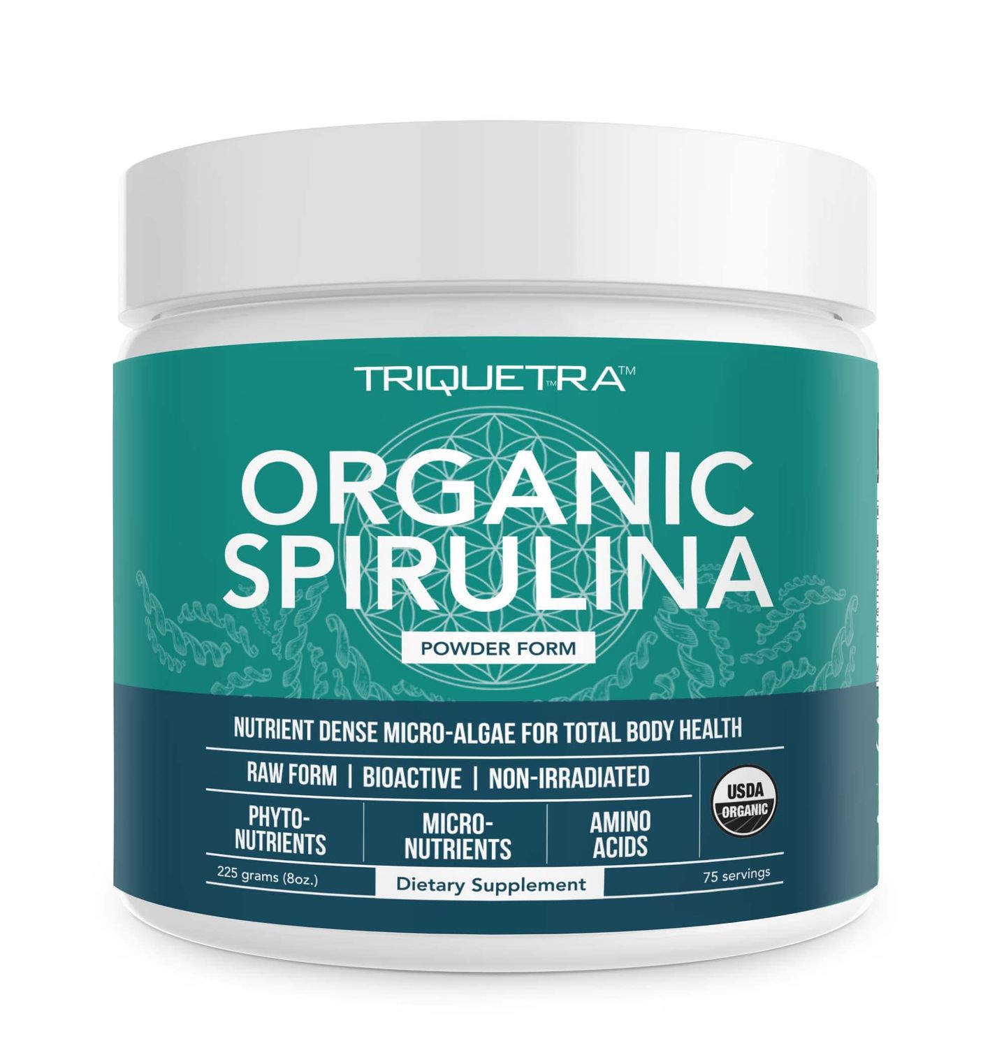Organic Spirulina Powder - Made with Parry Spirulina, Known for Superior Purity and Nutrient Density - Vegan Farming - Non-Irradiated - Blue-Green Algae Superfood Supplement - 75 Servings - 8 oz