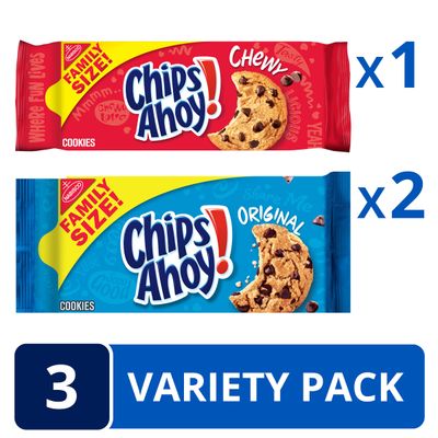 CHIPS AHOY! Original Chocolate Chip Cookies &amp; Chewy Cookies Bundle, Family Size, 3CountPack of 1