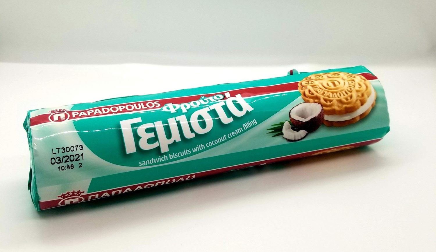 Papadopoulos Biscotello Sandwich Cookie with Coconut Filling