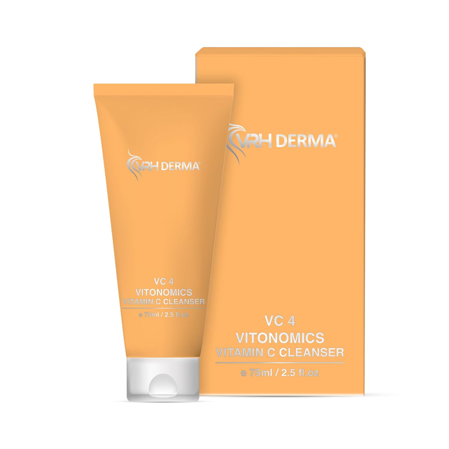 VRH unisex adult Vitamin C Cleanser Deep Cleansing &amp; Hydrating Face Wash with 10 Pure Vitamin C, 5 Niacinamide, Vitamin E &amp; Hyaluronic Acid Improves Skin Texture &amp; Hydration 75Ml Light Orange