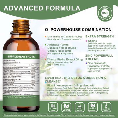 2 Pack Liver Health Liquid Drops -Support Liver Cleanse Detox &amp; Repair with Artichoke Milk Thistle Silymarin Extract, Dandelion,Turmeric, Berberine to Renew w21 Potent Herb-Nutrients-