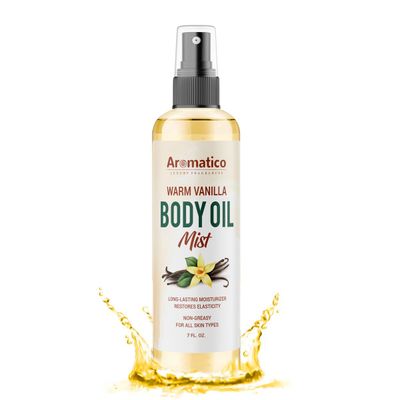 Aromatico Warm Vanilla Body Oil Mist Spray. Hydrating &amp; Moisturizing Spray for Women. Lightweight, Fast-Absorbing Formula for Daily Use After Shower - 7 Fl Oz
