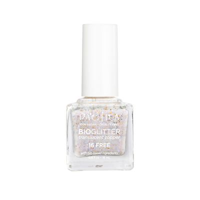 Pacifica Natural Nail Polish Top Coat - Bio Glitter Translucent Purple Topper- Plant Based, Non-Toxic &amp; Clinically Tested - Glossy, Chip-Resistant, Clean Beauty, Dermatologist Approved, Celestial