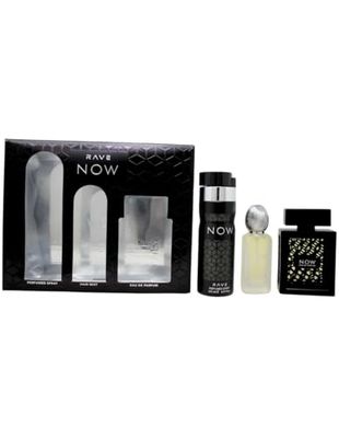 Lattafa Rave Now for Men 3 Piece Set 3.4 Oz Eau de Parfum Spray 1.7 Oz Hair Mist 6.7 Oz Deodorant Spray