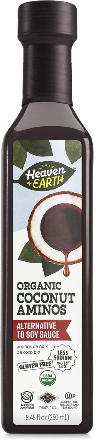 Heaven &amp; Earth Organic Coconut Aminos, 8.4 oz Soy Free Paleo Friendly Low Sodium Soy Sauce Replacement Kosher Including Passover