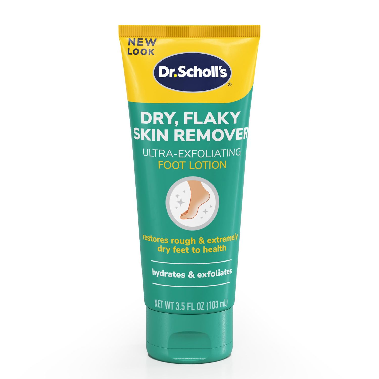 Dr Scholl&#39;s Dry, Flaky Skin Remover Ultra Exfoliating Foot Lotion Cream, 3.5 oz, Moisturizer with Urea for Rough Dry Cracked Feet, Heal and Soothe for Healthy Looking Feet, Intensive Foot Skin Care