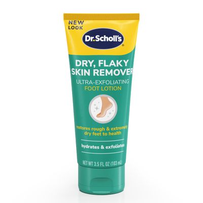 Dr Scholl&#39;s Dry, Flaky Skin Remover Ultra Exfoliating Foot Lotion Cream, 3.5 oz, Moisturizer with Urea for Rough Dry Cracked Feet, Heal and Soothe for Healthy Looking Feet, Intensive Foot Skin Care
