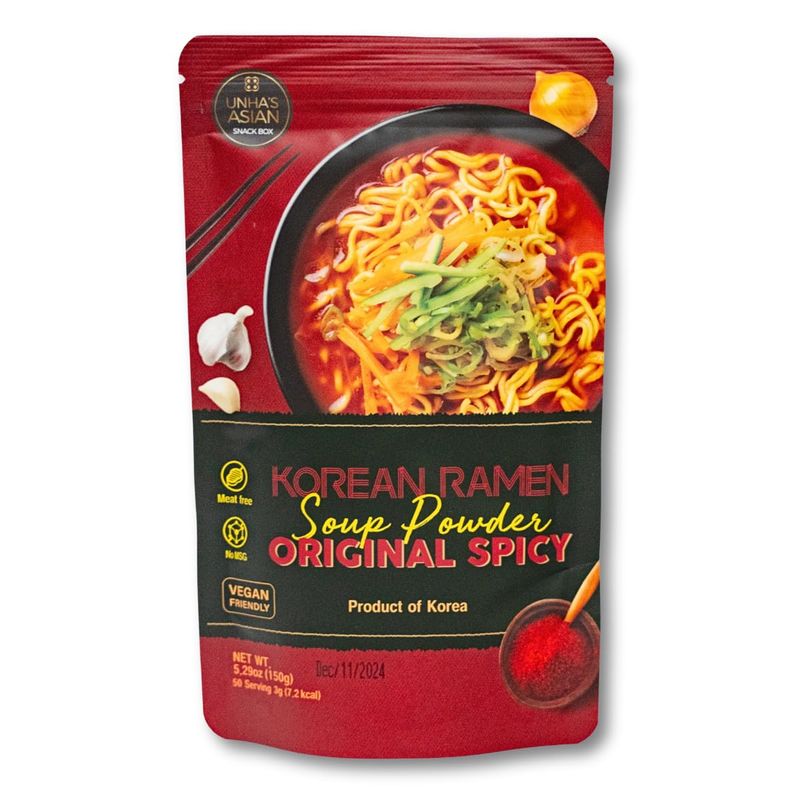 Authentic Korean Ramen Soup Seasoning, Hot and Spicy Flavor Powder, Premium Instant Ramyun Broth, Vegan Friendly, Product of Korea, 5.29oz Pack 5.29 OZ, HOT N&#39; SPICY